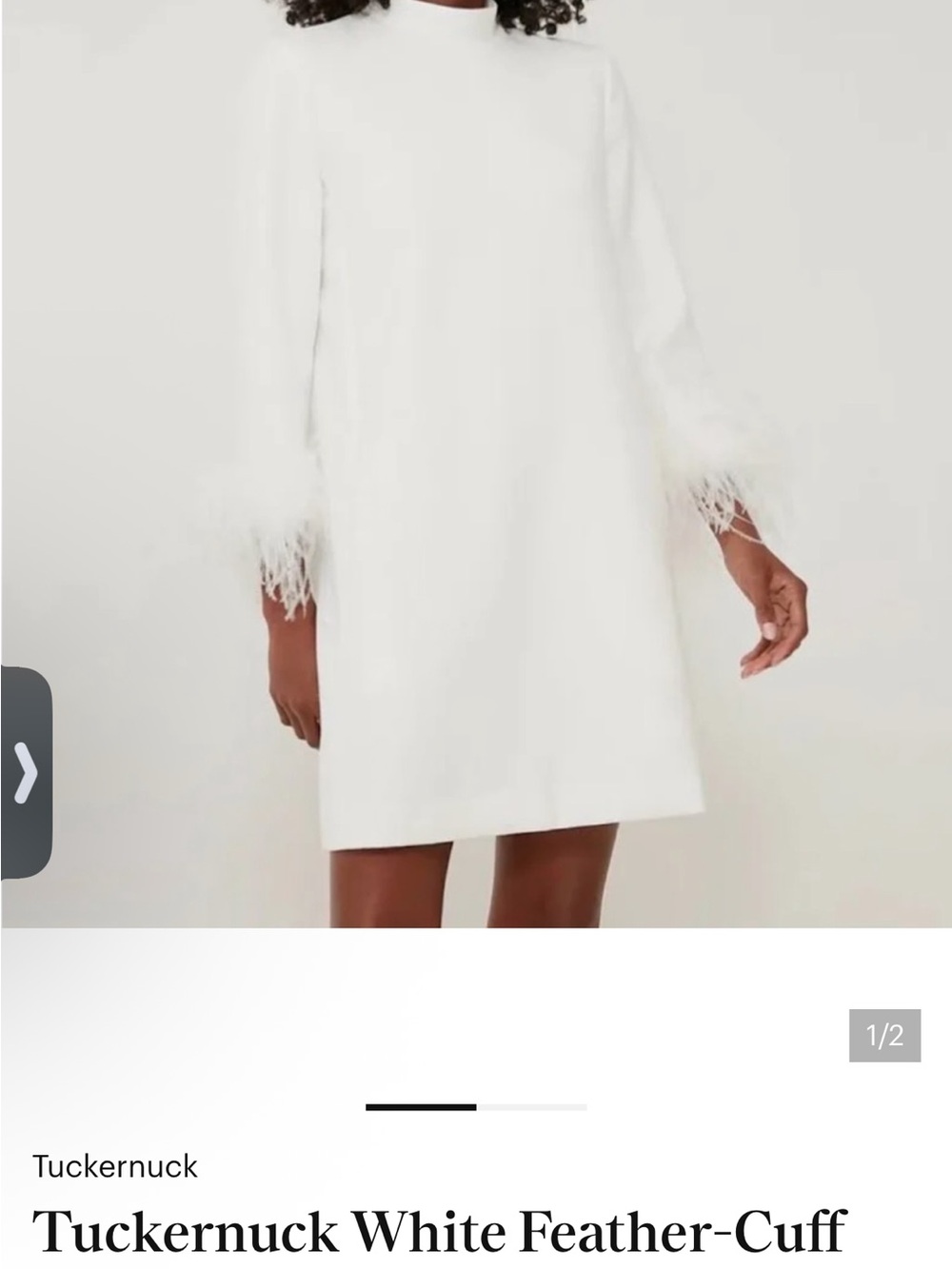 Tuckernuck White Feather-Cuff Mini Dress